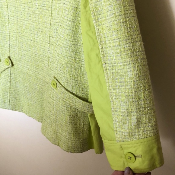 T Tahari tweed& linen blazer in citrus green color - Picture 11 of 16